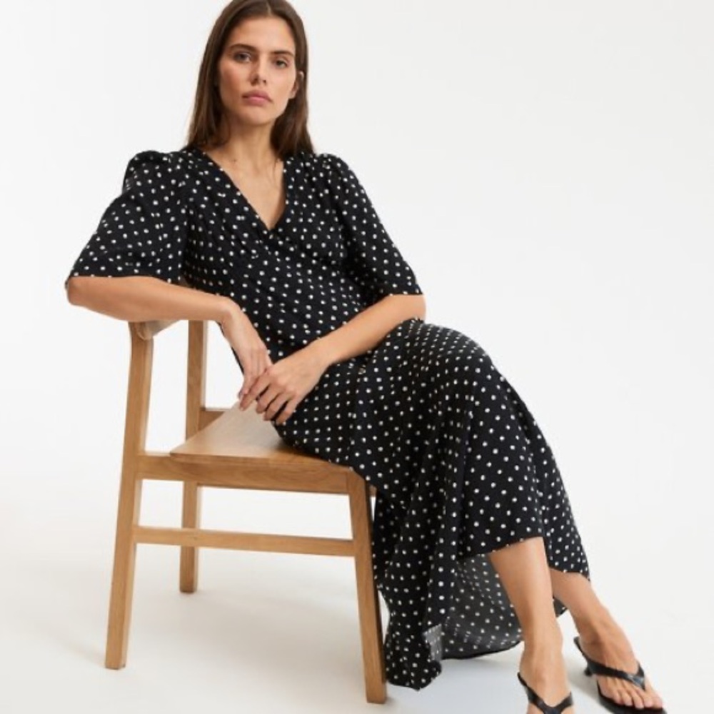 LA REDOUTE France Black and White Polka Dot dress
